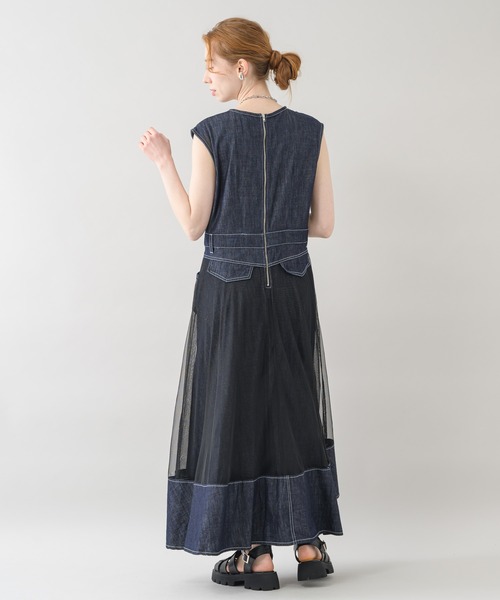 「DOLLUPOOPS」 ノースリーブワンピース FREE ネイビー レディース_画像5