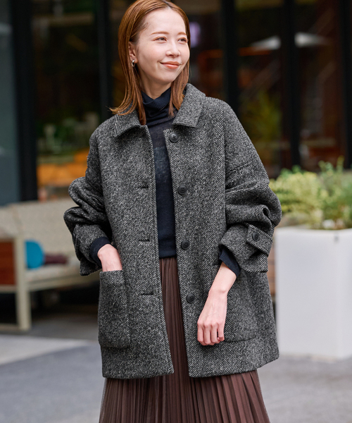 新品⭐️ SLOBE IENA♡ツイードステンカラーコート 今期 ツイードステンカラーコート（ステンカラーコート）｜SLOBE IENA