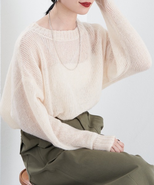 「SHENERY」 長袖ニット FREE グレー レディース_画像4