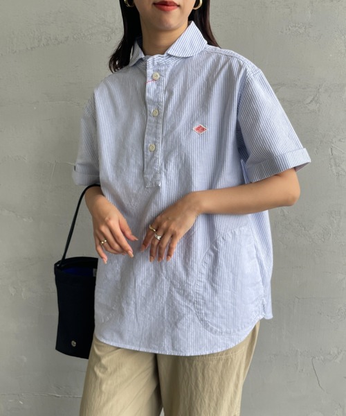 新品　DANTON 半袖シャツ ライトブルー Danton（ダントン） 半袖シャツ 38 サックスブルー レディース
