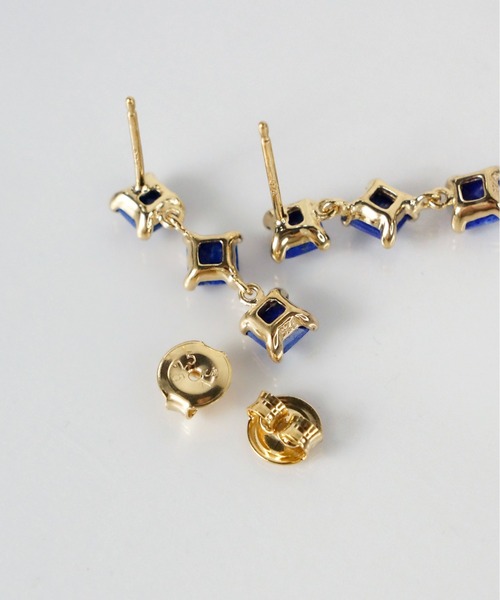 ピアス 「anq.」SV925・グリーンオニキス/ラピスラズリ/ルビー ピアス レディースの画像