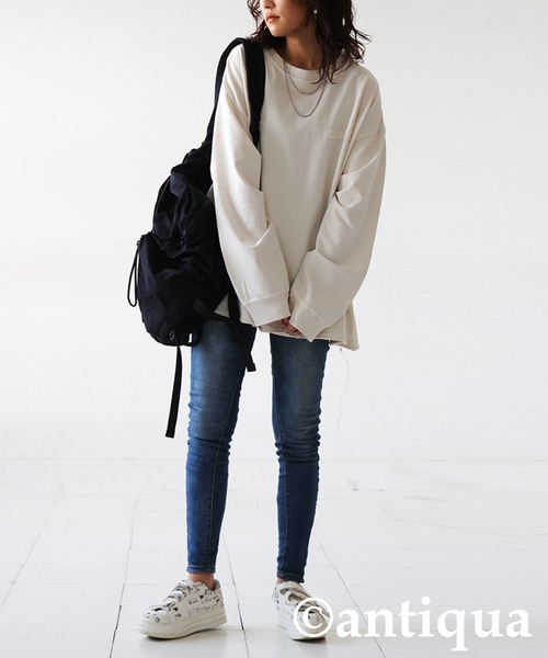 「antiqua」 長袖カットソー ONESIZE ブラック レディース_画像5