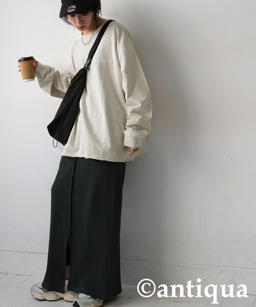 「antiqua」 長袖カットソー ONESIZE ブラック レディース_画像7