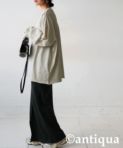 「antiqua」 長袖カットソー ONESIZE ブラック レディース_画像9