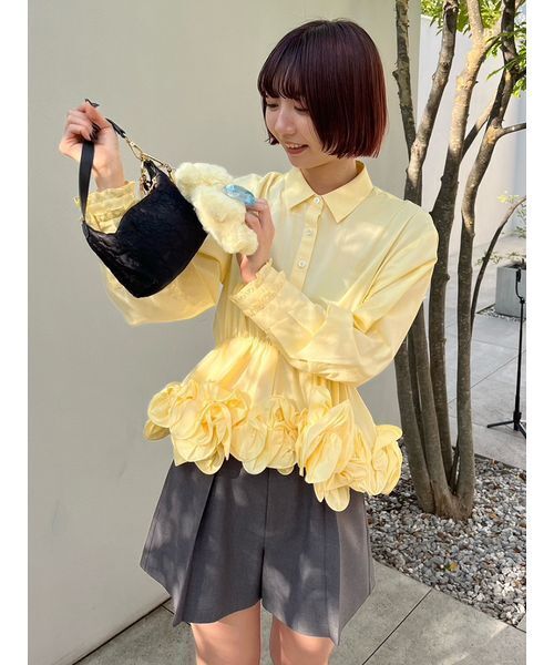 LILY BROWN ツイードショートパンツ イエロー LILY BROWN（リリーブラウン） パンツ ベルトセットショートパンツ