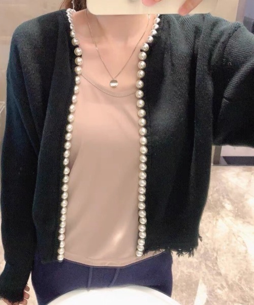 「deux amour」 ニットカーディガン MEDIUM ホワイト レディース_画像3