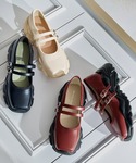 パンプス 歩きやすい ダブル ストラップ スニ...の詳細画像1