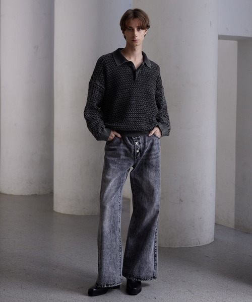 「CLEL」 長袖ニット X-SMALL チャコールアッシュ メンズ_画像3