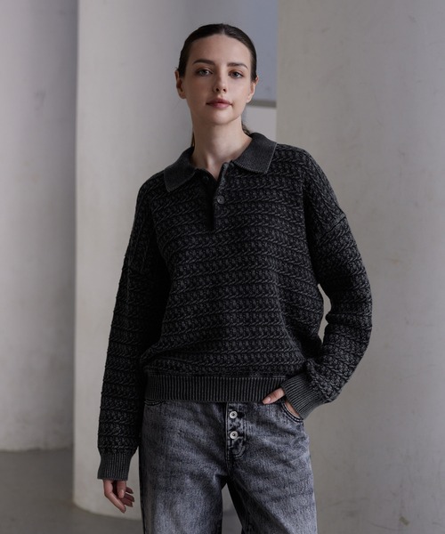 「CLEL」 長袖ニット X-SMALL チャコールアッシュ メンズ_画像4