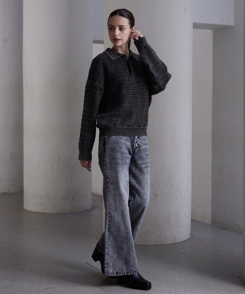 「CLEL」 長袖ニット X-SMALL チャコールアッシュ メンズ_画像6