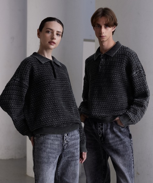 「CLEL」 長袖ニット X-SMALL チャコールアッシュ メンズ_画像7