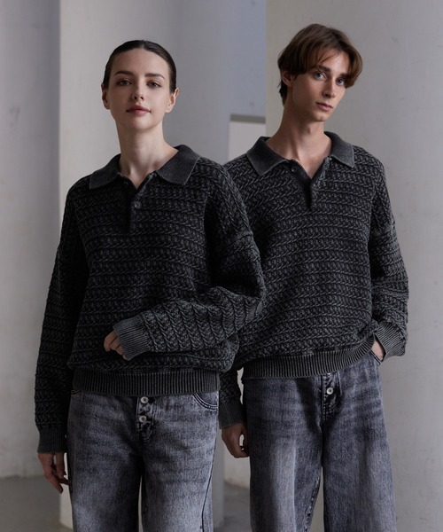 「CLEL」 長袖ニット X-SMALL チャコールアッシュ メンズ_画像8