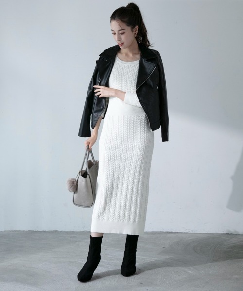 「M.deux」 ニットワンピース MEDIUM オフホワイト レディース_画像4