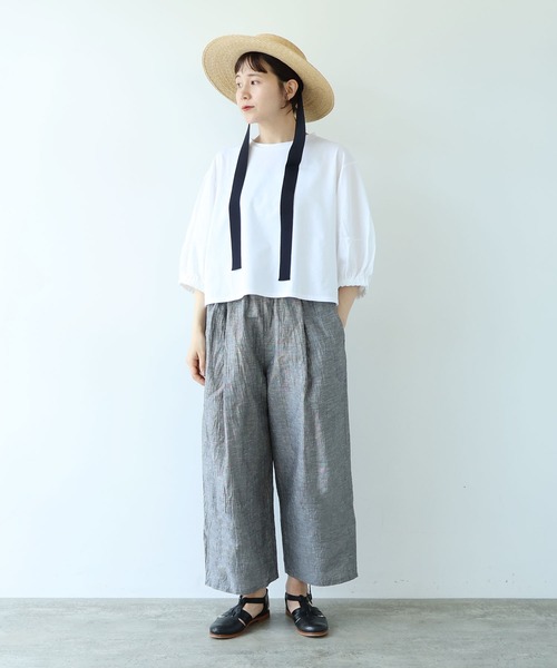 yuni washer petti パンツ マルチ yuni ワイドパンツ パンツ L/C/Pe washer gum tuck pants レディース