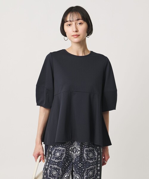 tシャツ ポンチ ペプラム ショートスリーブ カットソー レディースの画像