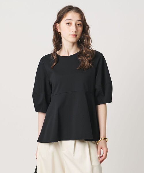tシャツ ポンチ ペプラム ショートスリーブ カットソー レディースの画像