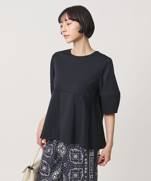 tシャツ ポンチ ペプラム ショートスリーブ カットソー レディースの画像