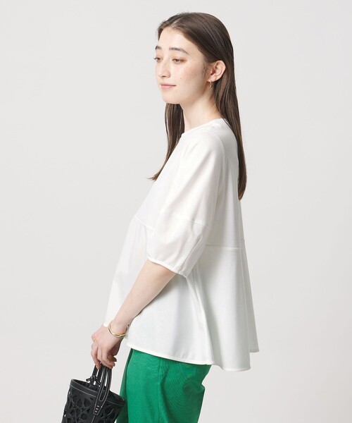 tシャツ ポンチ ペプラム ショートスリーブ カットソー レディースの画像