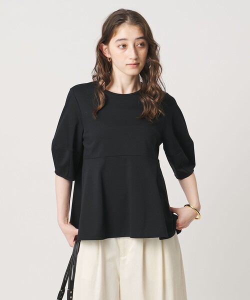 tシャツ ポンチ ペプラム ショートスリーブ カットソー レディースの画像