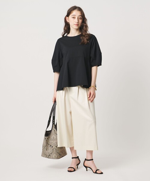tシャツ ポンチ ペプラム ショートスリーブ カットソー レディースの画像