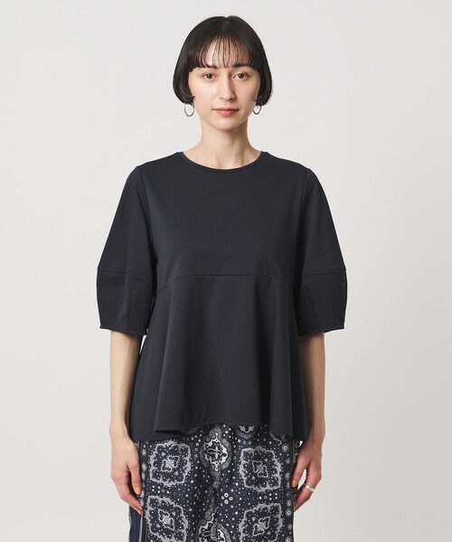 tシャツ ポンチ ペプラム ショートスリーブ カットソー レディースの画像