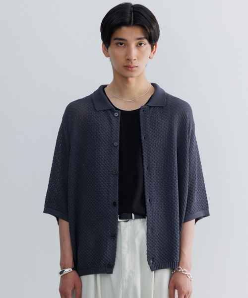「SINSS」 半袖ニット MEDIUM ブルー メンズ_画像9