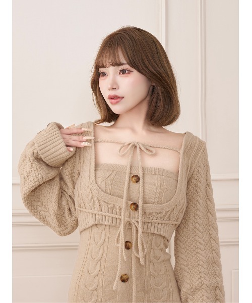 Darich（ダーリッチ） ワンピース アンサンブルケーブルリボンニット