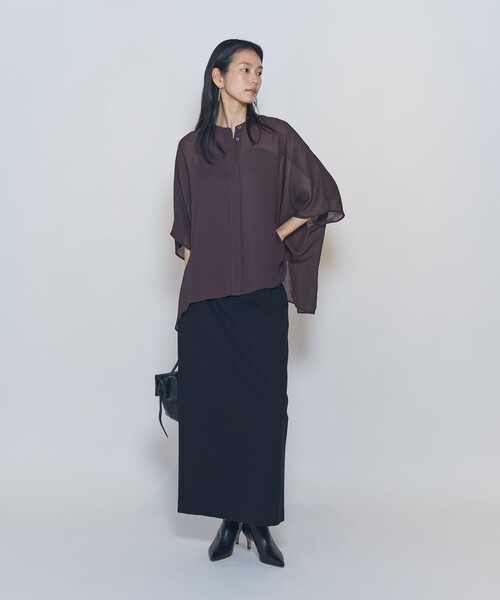 1er Arrondissement ブラウス シャツ スタンドカラーボイルシャツ 