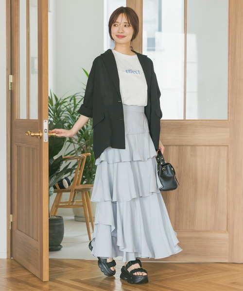 「mysty woman」 フリルスカート FREE ライトグレー レディース_画像5