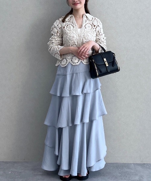 「mysty woman」 フリルスカート FREE ライトグレー レディース_画像9