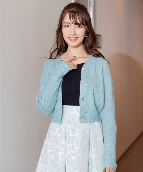 「SWINGLE」 ニットカーディガン MEDIUM ネイビー レディース_画像9