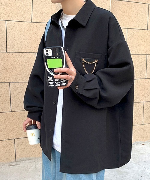 チェーンデ☻ シャツ ZOZOTOWN PayPayモール店 - 通販 - PayPayモール ブラウス ルーズシルエット ポケット チェーンデザイン シャツ ℎのニーズに