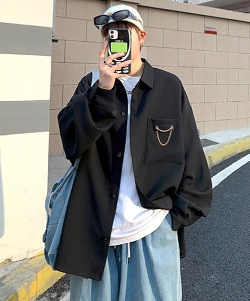 チェーンデ☻ シャツ ZOZOTOWN PayPayモール店 - 通販 - PayPayモール ブラウス ルーズシルエット ポケット チェーンデザイン シャツ ℎのニーズに