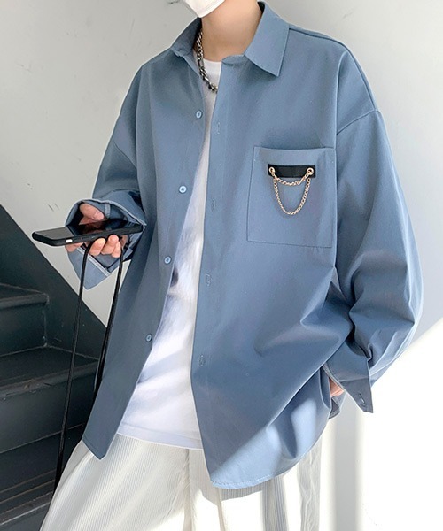 チェーンデ☻ シャツ ZOZOTOWN PayPayモール店 - 通販 - PayPayモール ブラウス ルーズシルエット ポケット チェーンデザイン シャツ ℎのニーズに