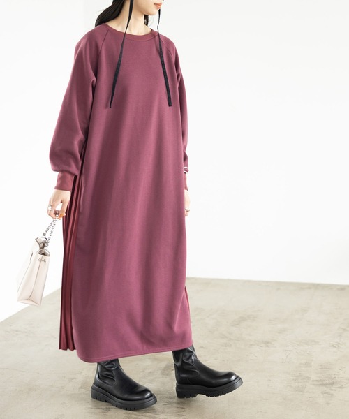 GeeRA（ジーラ） ワンピース バックプリーツロングワンピース（クルー