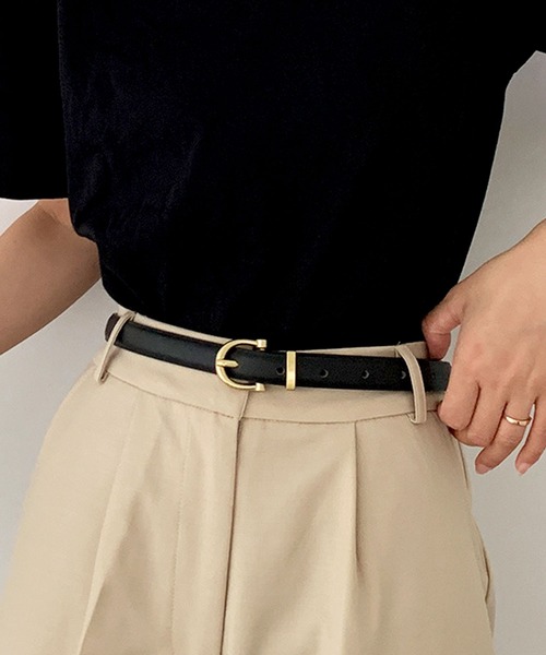 [フレイ アイディー] バックルレザーベルト レディース　BLK FRAY I.D（フレイアイディー）の「【pierre cardin】ロゴ