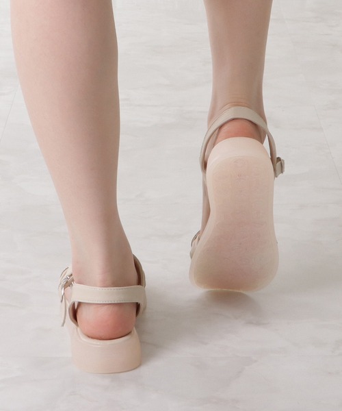 Lace Ladies サンダル レザー調ねじりアッパーストラップ