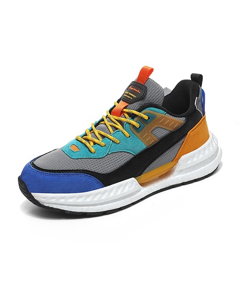 スニーカー 「HOOK」レトロ配色厚底スニーカー メンズ レディース