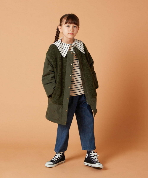 a.v.v ノーカラーコート アウター 「140-150」ボア切り替え