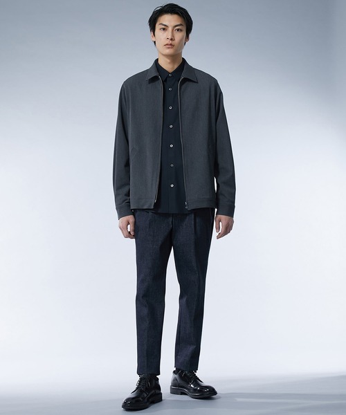 UNITED TOKYO High twist ストレッチバンドカラーシャツ High twist ストレッチ バンドカラーシャツ(3 DARK GREY