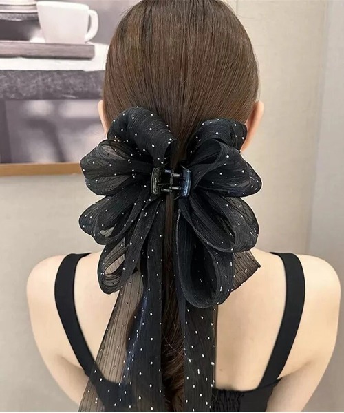 リボン☆ヘアゴム☆クリップ Port ヘアクリップ ボリューム ビッグ リボン バンス クリップ