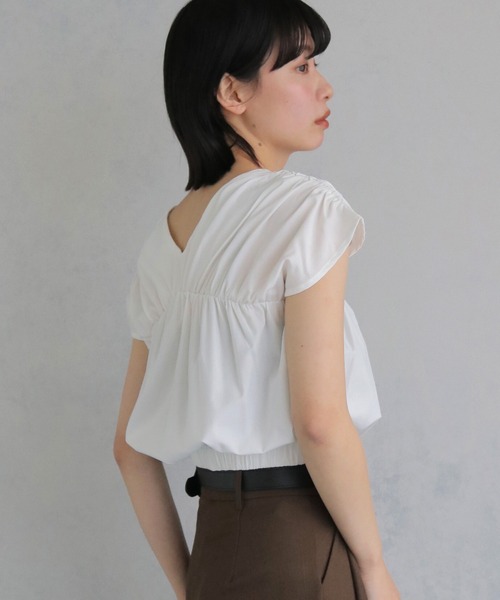 huis フレンチスリーブギャザーブラウス cheriella ブラウス シャツ 「cheriella」フレンチスリーブ