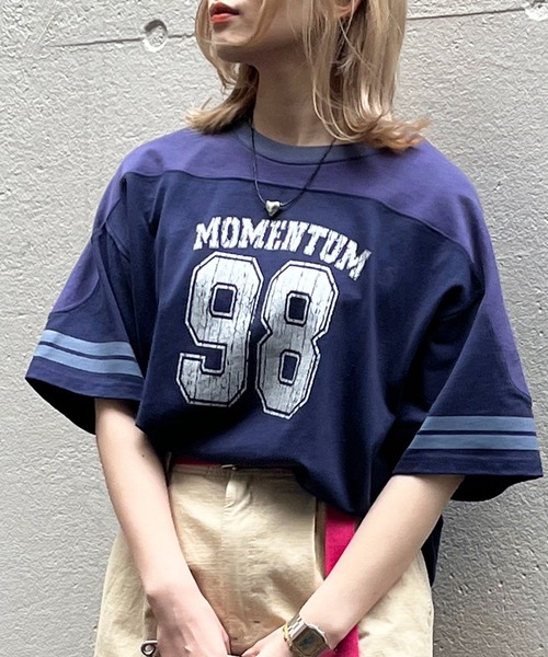 DOUBLE NAME tシャツ 箔プリントナンバリングフットボールTEE