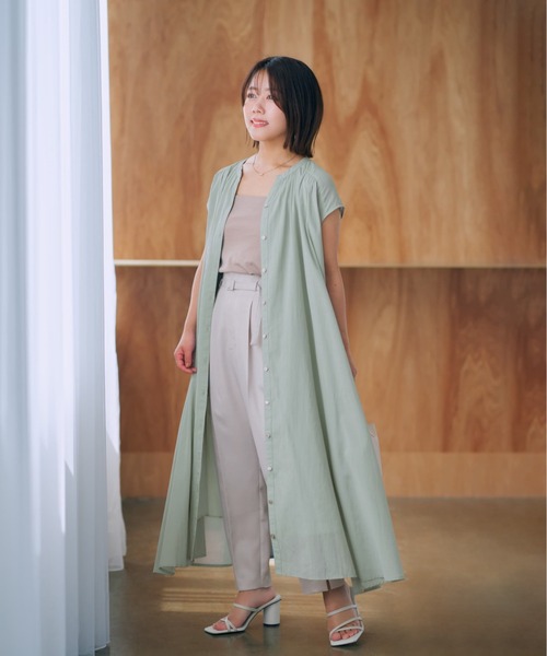 ワンピース エアリーギャザーワンピース「低身長・小柄女性 