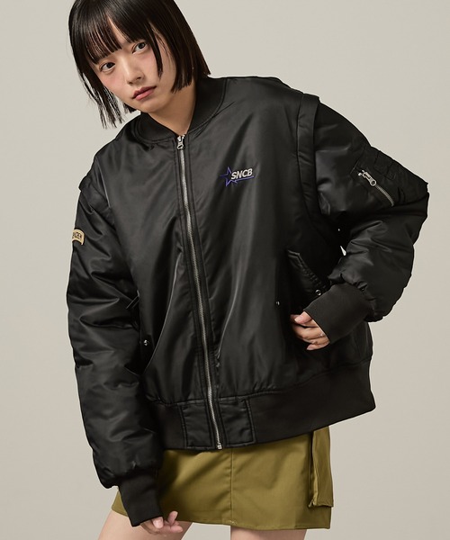 いま人気のアイテム club Snap ジャケット club」オーバーサイズ2WAY袖 「Snap MA-1 ジャケット・アウター
