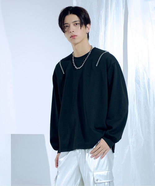 Ellno Loset（エルノロゼット） tシャツ ショルダージップポンチロンT