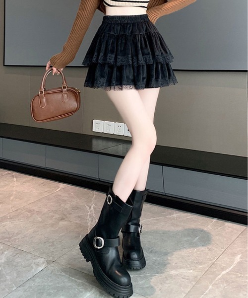 関税送料込[NO DRESS]レースミニスカート★日本未入荷★大人気★ カーゴスカート ハイウエストミニスカート[品番：II000011889