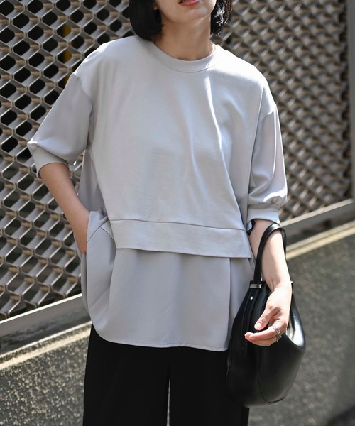 ＆HALF tシャツ レイヤード半袖フレアTシャツ レディース : ZOZOTOWN