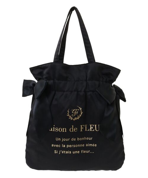 Maison de FLEUR トートバッグ ダブルリボンギャザートート