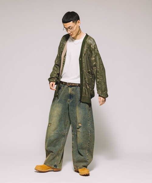 カーディガン 総柄 メッシュ編み ニットカーディガン メンズ | FREAK'S STORE | 22